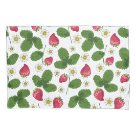 Erdbeerfelder in Weiß Kissenbezug