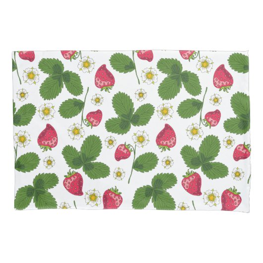 Erdbeerfelder in Weiß Kissenbezug (Vorderseite-Links)