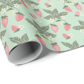 Erdbeerfelder rosa und grün geschenkpapier (Rolleneckpunkt)