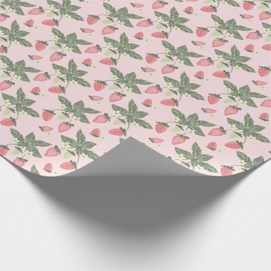 Erdbeerfelder rosa und grün geschenkpapier (Ecke)