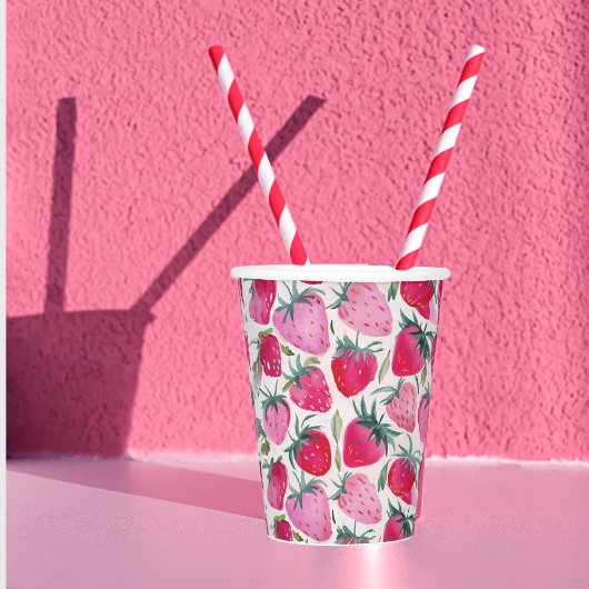 Erdbeerfelder Sommerzeit Picknick pink Pappbecher