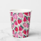 Erdbeerfelder Sommerzeit Picknick pink Pappbecher (Rückseite)