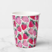 Erdbeerfelder Sommerzeit Picknick pink Pappbecher (Vorderseite)