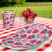 Erdbeerfelder Sommerzeit Picknick pink Pappteller