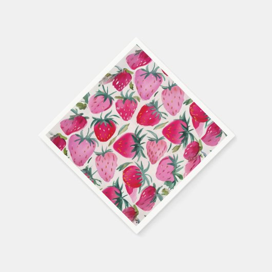 Erdbeerfelder Sommerzeit Picknick pink Serviette (Ecke)