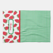 Erdbeerfelder und Grüne Gingham Küchentücher (Horizontal)