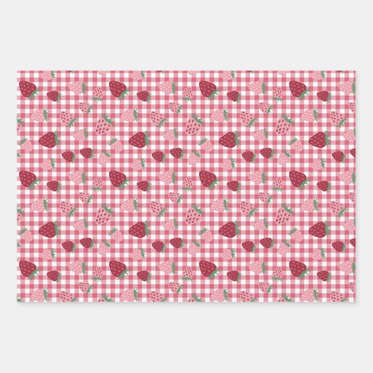 Erdbeerfeldmuster Geschenkpapier Set (Vorderseite 2)