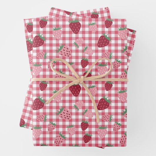 Erdbeerfeldmuster Geschenkpapier Set (Beispiel)