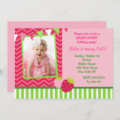 ErdbeerFoto-Geburtstags-Party Einladungen (Vorne/Hinten)