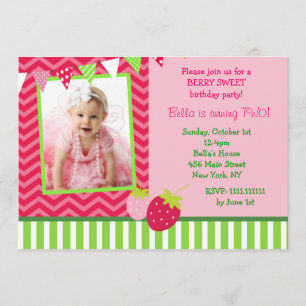 ErdbeerFoto-Geburtstags-Party Einladungen