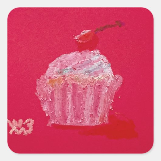 Erdbeerfrosting Quadratischer Aufkleber (Vorderseite)