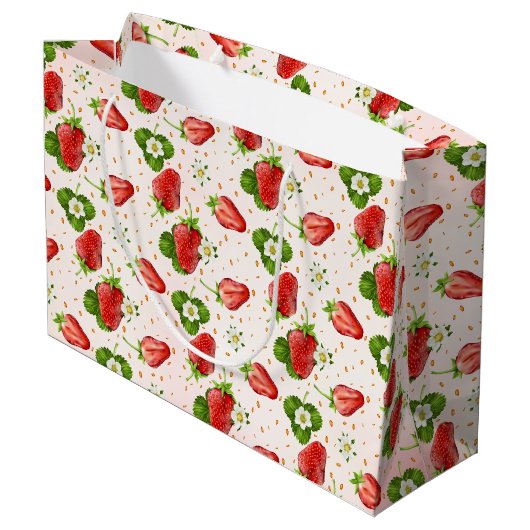 Erdbeerfrucht Große Geschenktüte (Rückseite Schrägansicht)