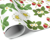 Erdbeerfrucht mit Blumen-Verpackungs-Papier Geschenkpapier (Rolleneckpunkt)