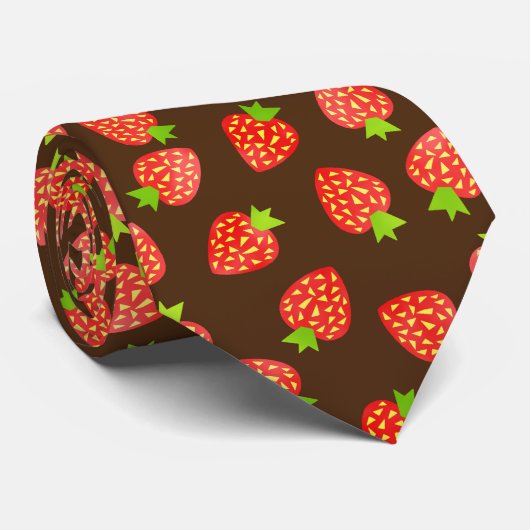 Erdbeerfrucht-Muster hübsches Brown oder Krawatte (Gerollt)