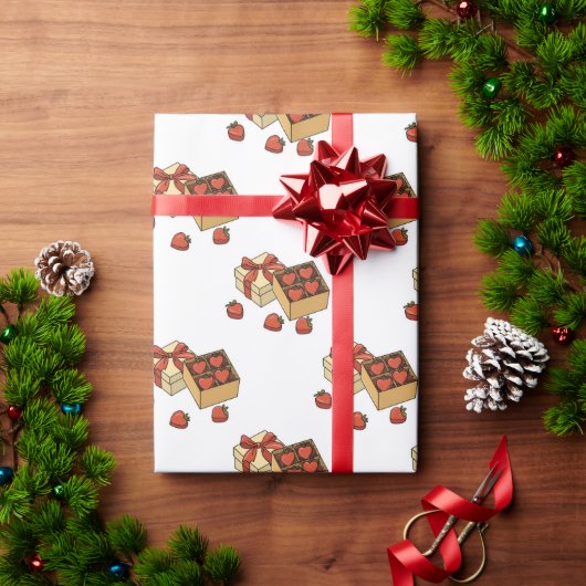 Erdbeerfrüchte als Schachtel mit Süßigkeiten Geschenkpapier (Feiertagsgeschenk)