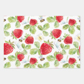 Erdbeerfrüchte, Bienen und Schmetterlinge Geschenkpapier Set (Vorderseite 3)