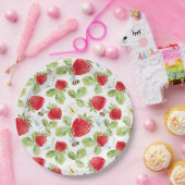 Erdbeerfrüchte, Bienen und Schmetterlinge Pappteller (Party)