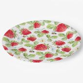 Erdbeerfrüchte, Bienen und Schmetterlinge Pappteller (Schrägansicht)