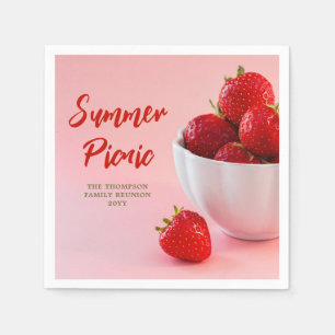 Erdbeerfrüchte Bild Sommer Picknick Familientreffe Serviette