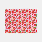 Erdbeerfrüchte im rosa Muster Fleecedecke (Vorderseite (Horizontal))