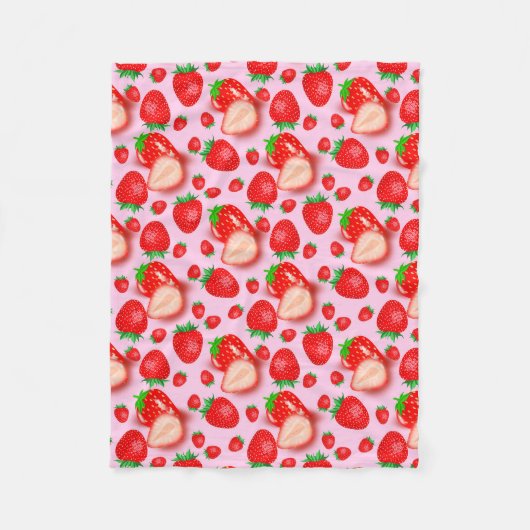 Erdbeerfrüchte im rosa Muster Fleecedecke (Vorderseite)