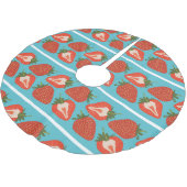 Erdbeerfrüchte: Nahtlose Wiederholung Muster. Polyester Weihnachtsbaumdecke (Schrägansicht)