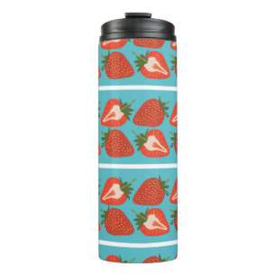 Erdbeerfrüchte: Nahtlose Wiederholung Muster. Thermosbecher