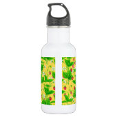 Erdbeergarten auf gelb edelstahlflasche (Rückseite)