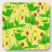 Erdbeergarten auf gelb getränkeuntersetzer (Vorderseite)