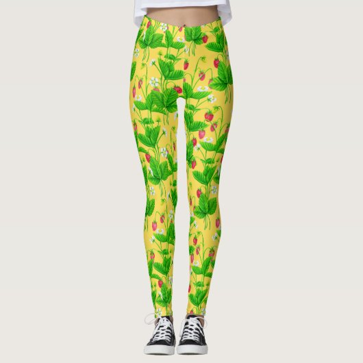 Erdbeergarten auf gelb leggings (Vorderseite)