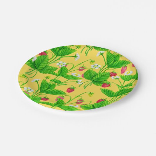 Erdbeergarten auf gelb pappteller (Schrägansicht)