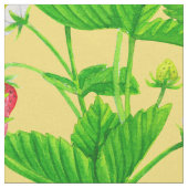 Erdbeergarten auf gelb stoff (Nahaufnahme)