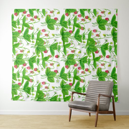 Erdbeergarten Wandteppich (Beispiel (Horizontal))