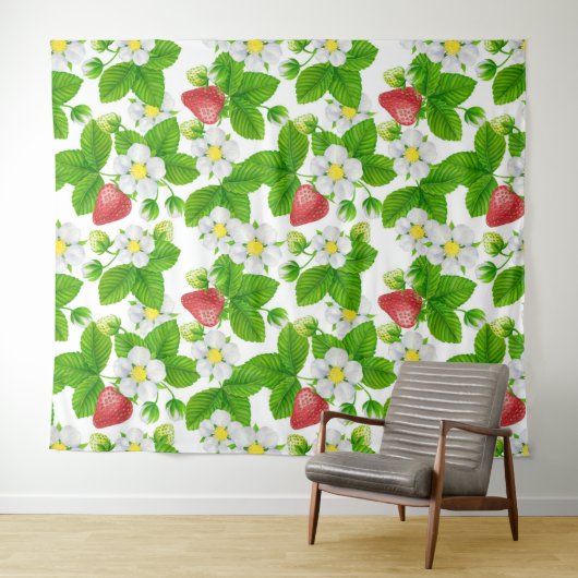 Erdbeergarten Wandteppich (Beispiel (Horizontal))