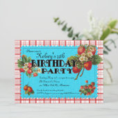 Erdbeergeburtstags-Party Einladung (Stehend Vorderseite)