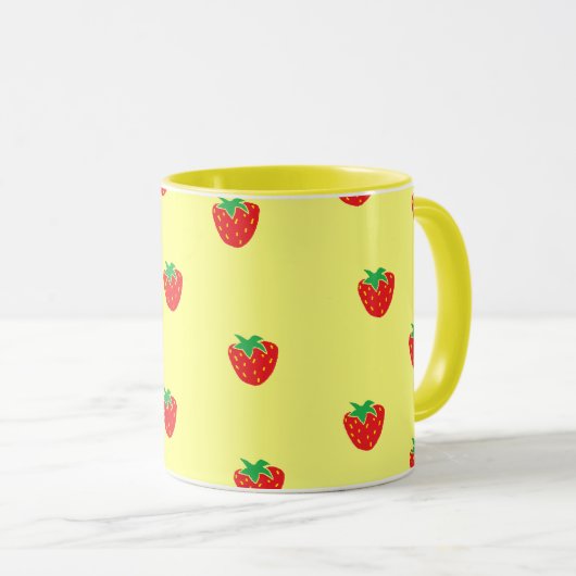 Erdbeergelb Tasse (VorderseiteRechts)