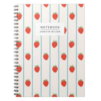 Erdbeergestreiftes Muster Notizbuch Notizblock