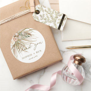 Erdbeergetrocknete Pampas-Gras-Gastgeschenk Hochze Runder Aufkleber