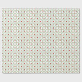 Erdbeergingham Pastellgrün 1. Geburtstag Geschenkpapier