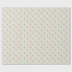 Erdbeergingham Pastellgrün 1. Geburtstag Geschenkpapier