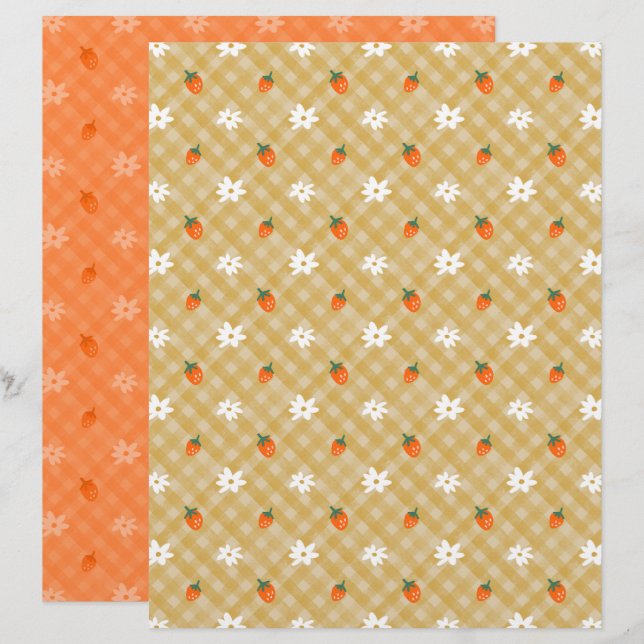 Erdbeergingham-SchabLonpapier (Vorne/Hinten)