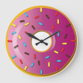Erdbeerglasig-glänzender Krapfen Große Wanduhr (Vorderseite)