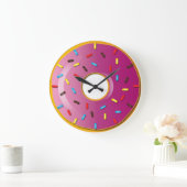 Erdbeerglasig-glänzender Krapfen Große Wanduhr (Zuhause)