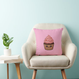 Erdbeerglasur-Cupcake Kawaii Kissen