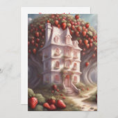 Erdbeerhaus und Party Einladung (Vorne/Hinten)