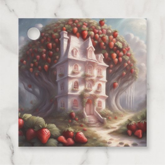 Erdbeerhaus und Party Geschenkanhänger (Vorderseite)