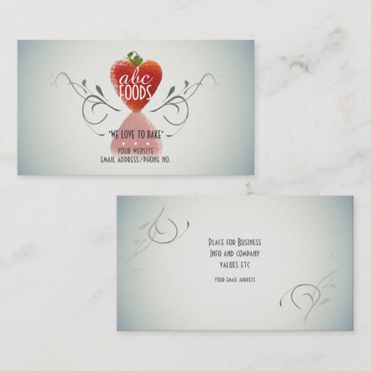 Erdbeerherz (Backen/Kochen/Kuchen-Dekoration) Visitenkarte (Vorne/Hinten)