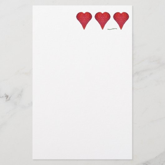 Erdbeerherzen Briefpapier (Vorderseite)