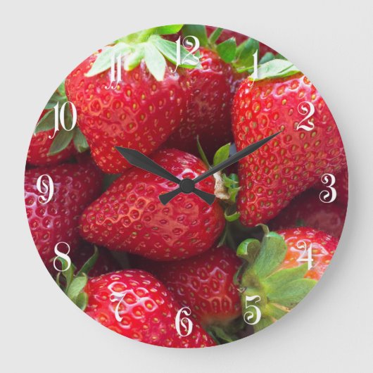 Erdbeerhintergrund Große Wanduhr (Vorderseite)