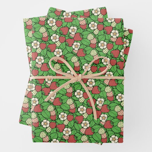 Erdbeerhintergrundmuster Geschenkpapier Set (Beispiel)